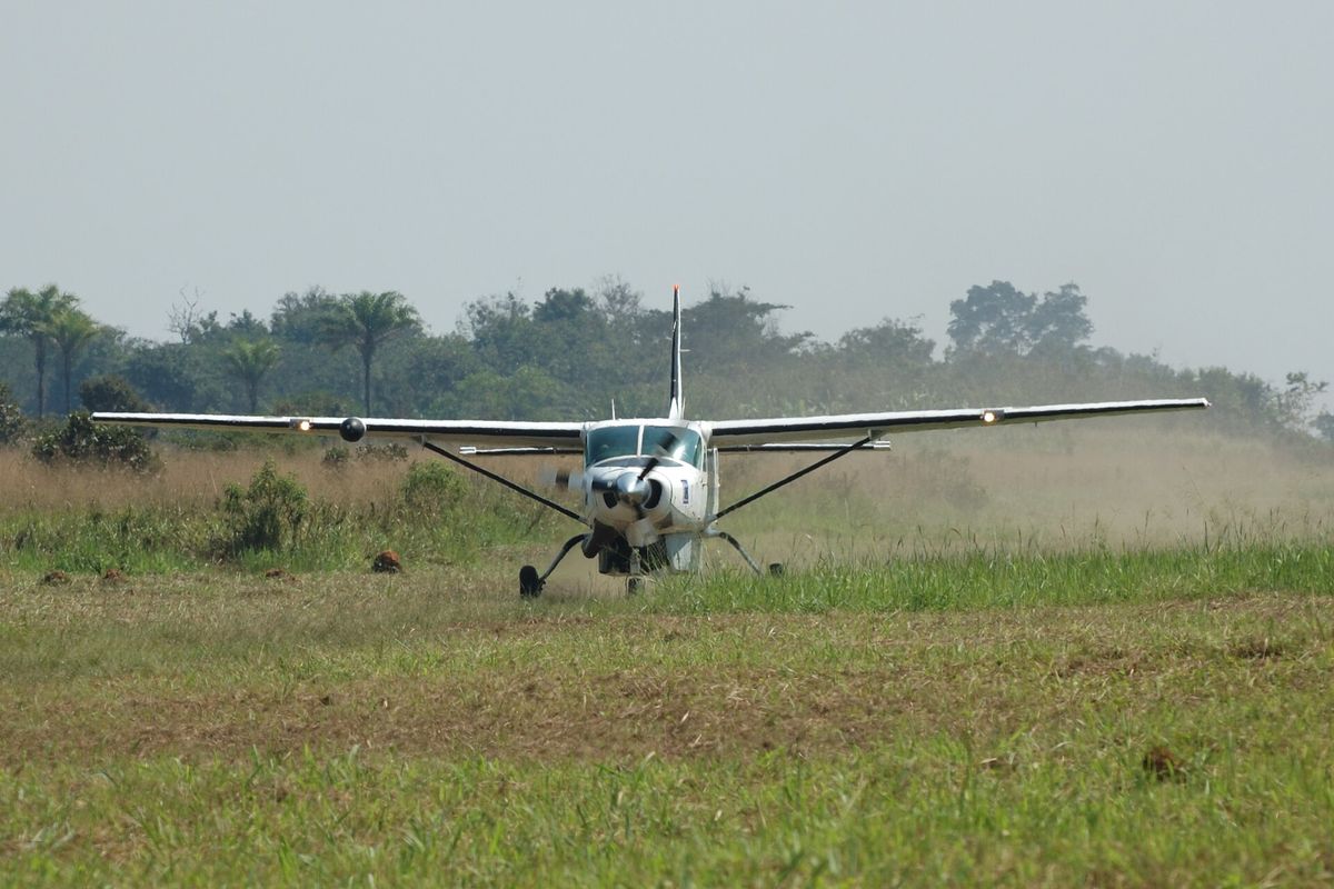 A bush airstrip welcome on a flying safari