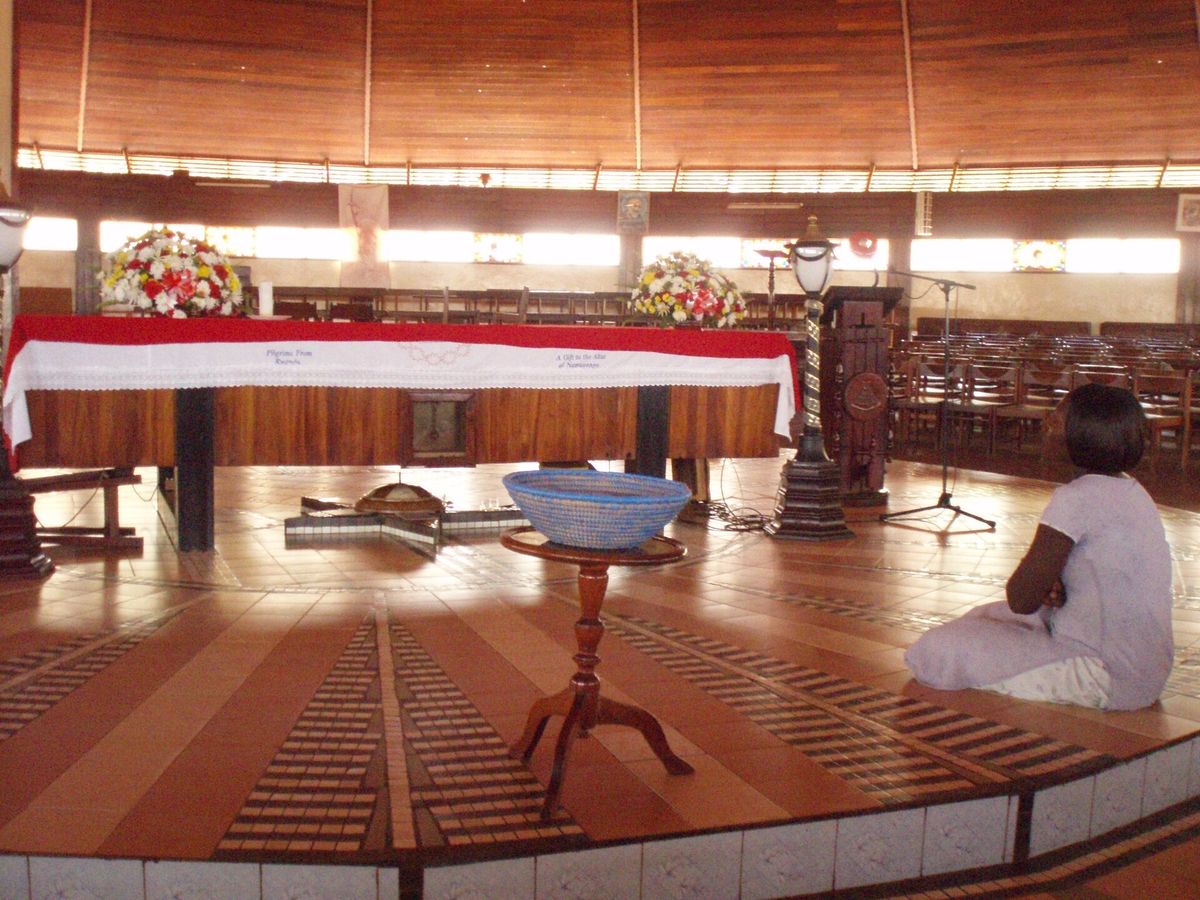 Inside the Uganda Martyrs Shrine at Namugongo